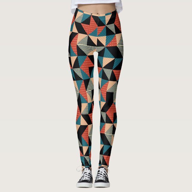 Leggings Triángulo caliente: Estilo Memphis geométrico. (Anverso)