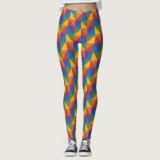 Leggings Triángulo geométrico del arcoiris (Anverso)