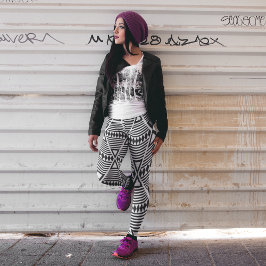 Leggings triángulo tribal negro azteca