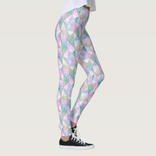 Leggings Triángulos Acolchados en Rosa Menta y Salvia