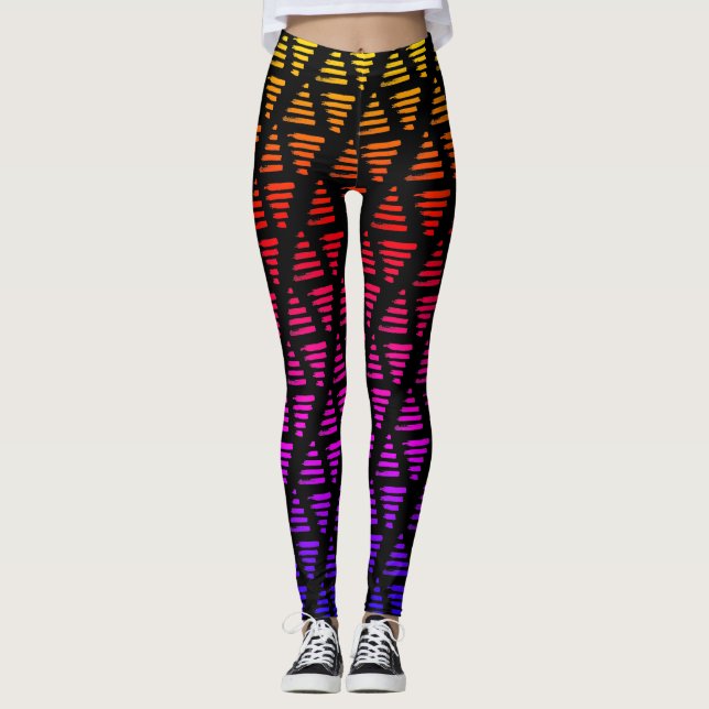Leggings Triángulos arcoiris + líneas (Anverso)