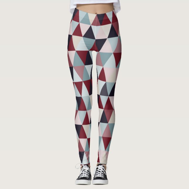 Leggings Triángulos azul oscuro rojo y beige B (Anverso)