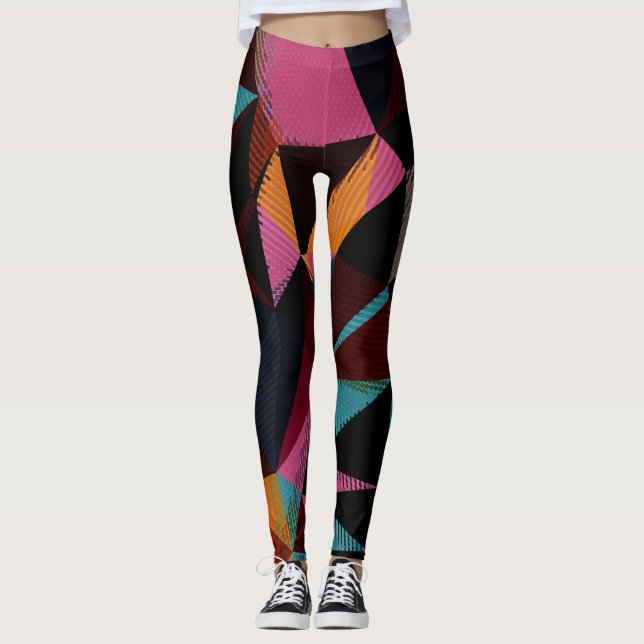 Leggings Triángulos Coloridos Resumen Fondo Geométrico. (Anverso)