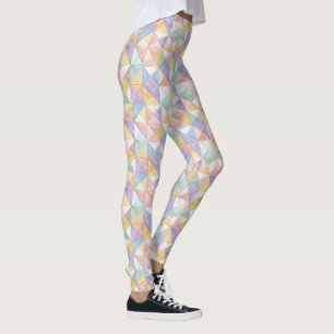 Leggings Triángulos de Patchwork Acolchado Melocotón Lavand