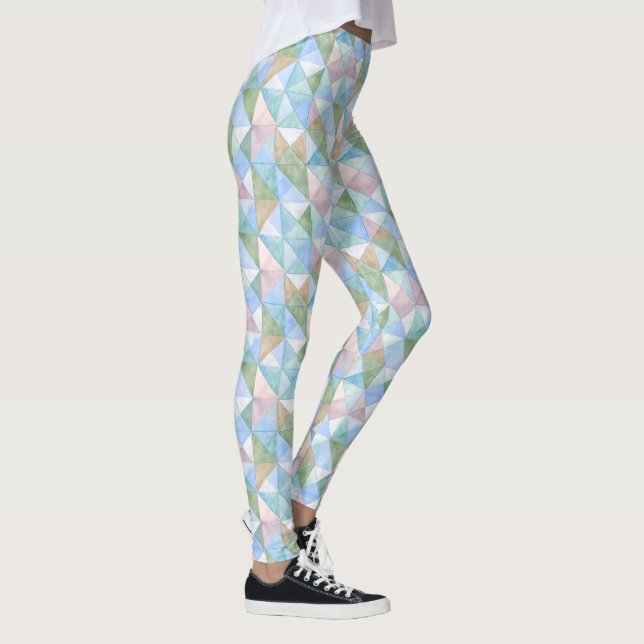 Leggings Triángulos de Patchwork Acolchados en Azul Cielo y (Derecha)
