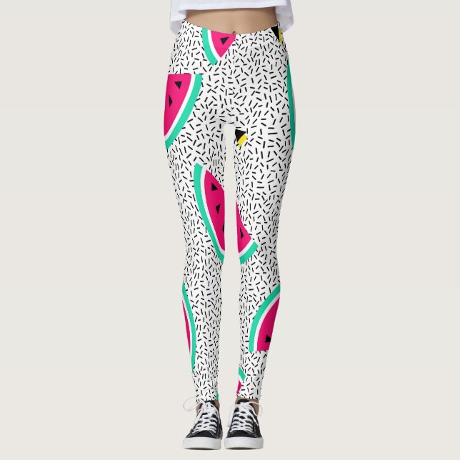 Leggings Triángulos de sandía: textura de verano retro. (Anverso)