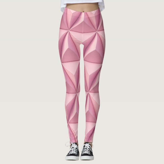 Leggings Triángulos geométricos 3D: fondo minimalista. (Anverso)