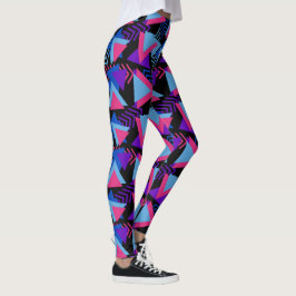 Leggings Triángulos geométricos Azul turquesa rosado negro