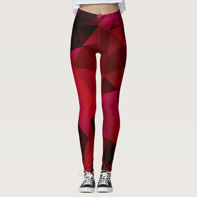 Leggings Triángulos geométricos poligonales de impresión ro (Anverso)