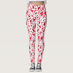Leggings triángulos rojos de crimson sobre fondo retro blan