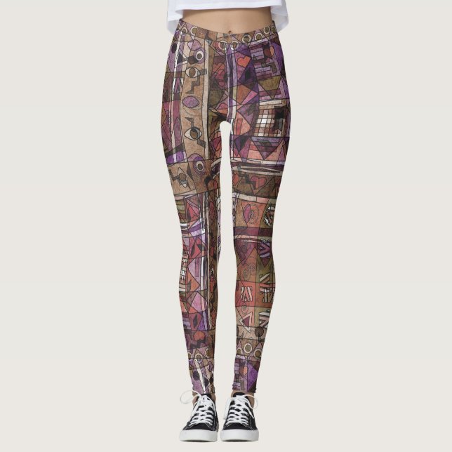 Leggings Tribal abstracta africana de moda (Anverso)
