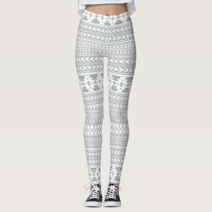 Leggings Tribal azteca gris y blanco