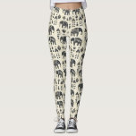 Leggings Tribal Elephant Boho Pattern (1)<br><div class="desc">Rustic tribal elephant pattern leggings featuring bold black elephant silhouettes,  geometric motifs,  and folk-inspired details on a neutral textured background. A stylish and timeless design ideal for safari lovers,  boho décor fans,  nursery themes,  and anyone who loves ethnic-inspired art.</div>