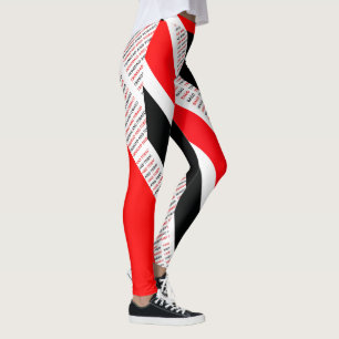 LEGGINGS TRINIDAD & TOBAGO ROJO BLANCO & NEGRO PATRIA T&T