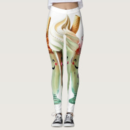 Leggings Trío de helados Kawaii Personajes de postres lindo