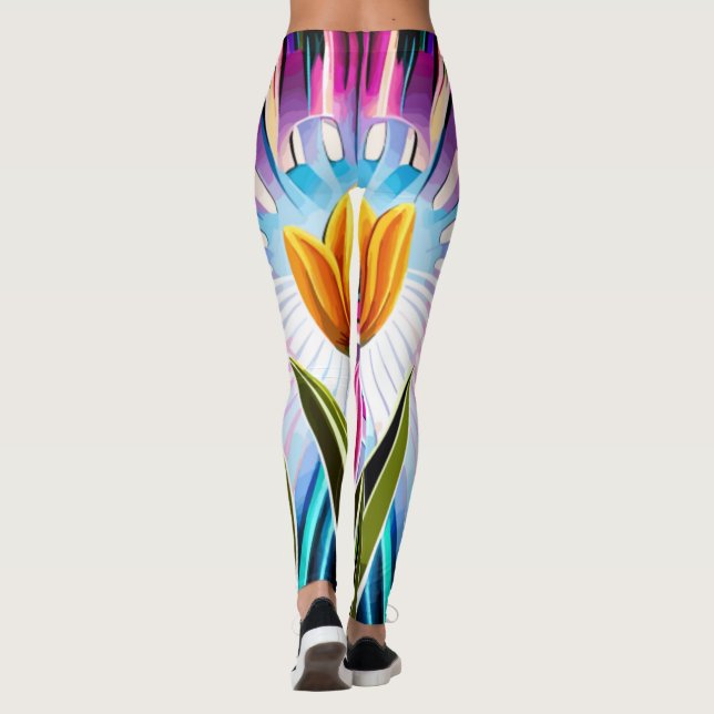 Leggings Trío de tulipanes: Un estallido de belleza en prim (Reverso)