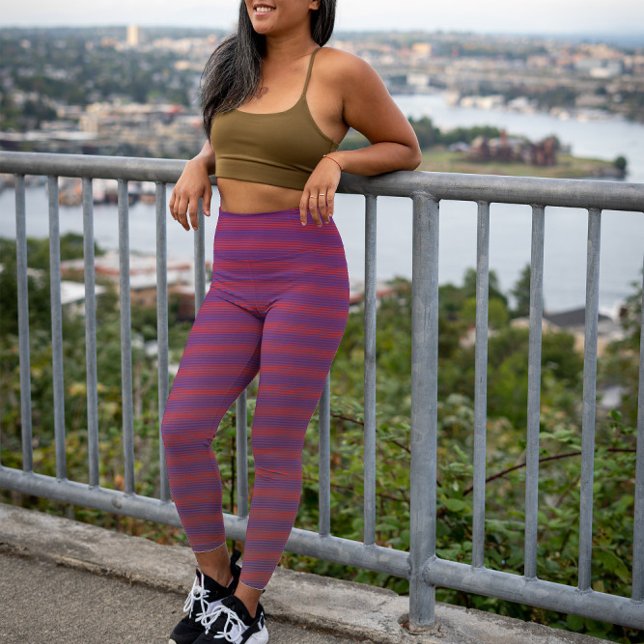 Leggings Trippy de franjas de degradado rojo horizontal de  (Subido por el creador)