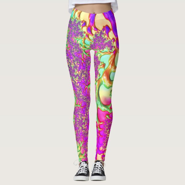 Leggings Trippy Funky Vibrante Neon Groovy Acid Trip Fracta (Anverso)