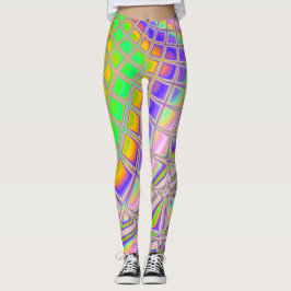 Leggings Trippy Groovy Vibrant Resumen Arte Fractal Digital