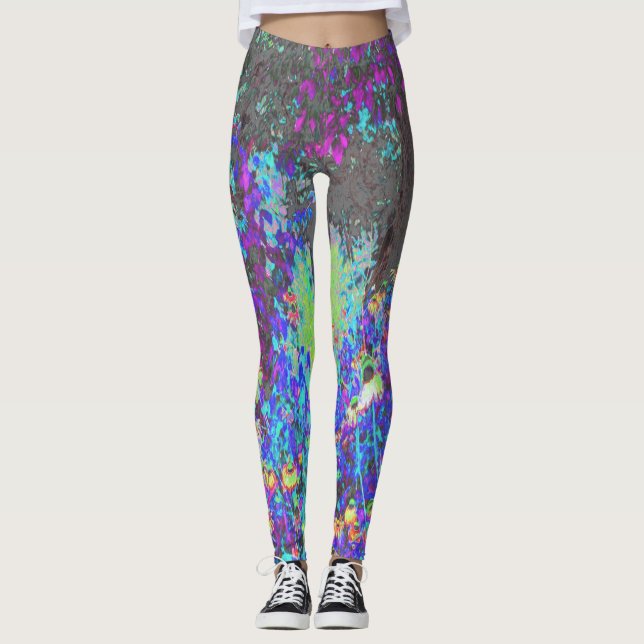 Leggings Trippy Lime Green y Purple Garden Sunrise (Anverso)