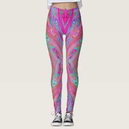 Leggings Trippy Pink, Aqua y Magenta Resumen de Mariposa