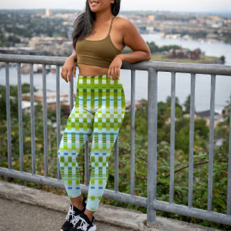 Leggings Trippy Rayas verticales Guay Patrón verde y azul
