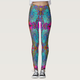 Leggings Trippy Sky Blue Abstract Retro Liquid Swirl