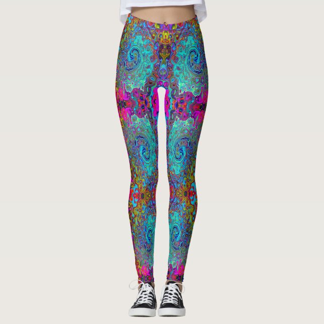 Leggings Trippy Sky Blue Abstract Retro Liquid Swirl (Anverso)