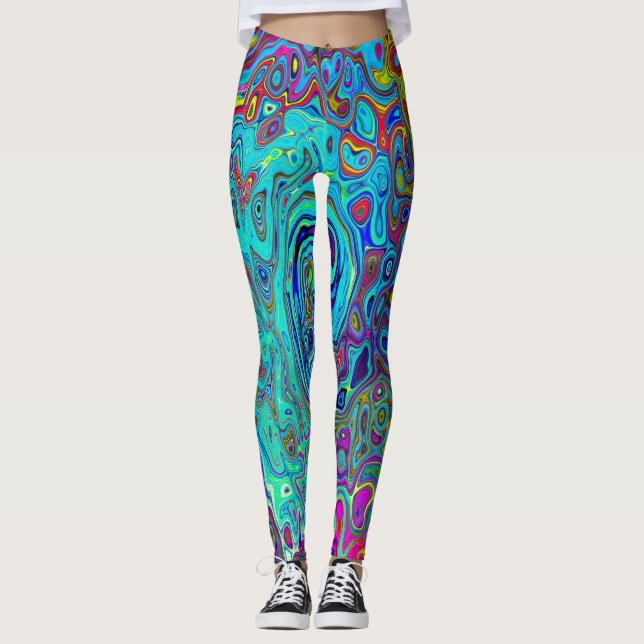 Leggings Trippy Sky Blue Abstract Retro Liquid Swirl (Anverso)
