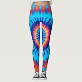 Leggings Trippy Tie-Dye Retro Azul y Naranja