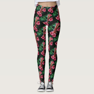 Leggings Trompeta rosada Castillo de Honeysuckle Arte Botán