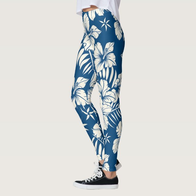 Leggings Tropical Blue and White Floral (Izquierda)