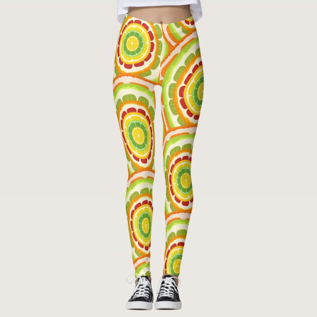 Leggings Tropical colorido Citrus SUMMER Naranja Lemon Slic (Anverso)