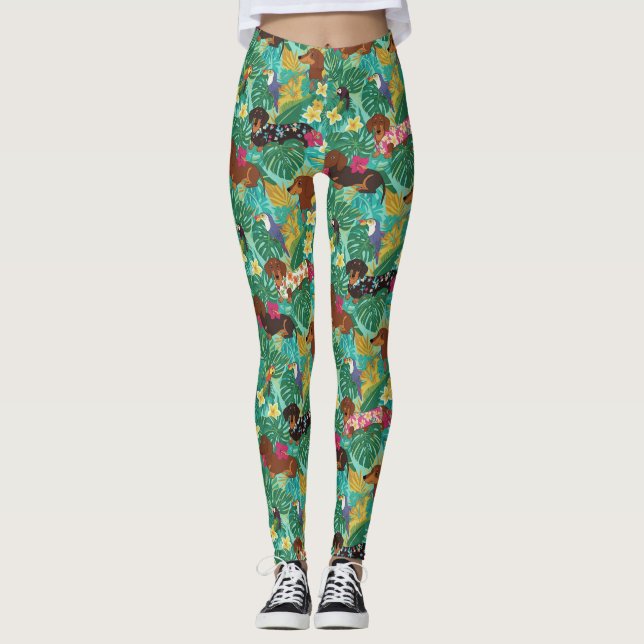 Leggings Tropical Dachshund Beach Vibes (Anverso)