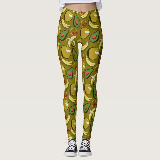 Leggings Tropical fruit seamless pattern yellow (Anverso)
