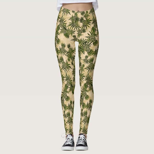 Leggings Tropical hawaiano de Camo de la piña (Anverso)