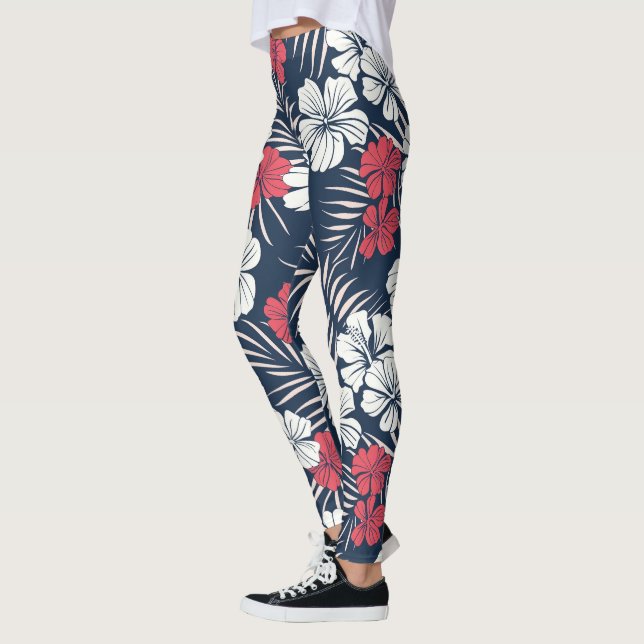 Leggings Tropical Pink and Navy Floral (Izquierda)