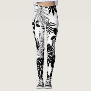 Leggings Tropicales blancos y negros: Naturaleza silueta