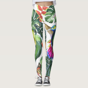Leggings Tropicales de loro y colibrí