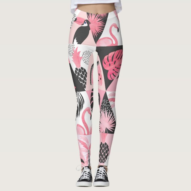 Leggings Trópico de retazos: sandía de Flamingo sin soldadu (Anverso)