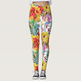 Leggings Trópico Hibiscus Patrón de verano Leyendas