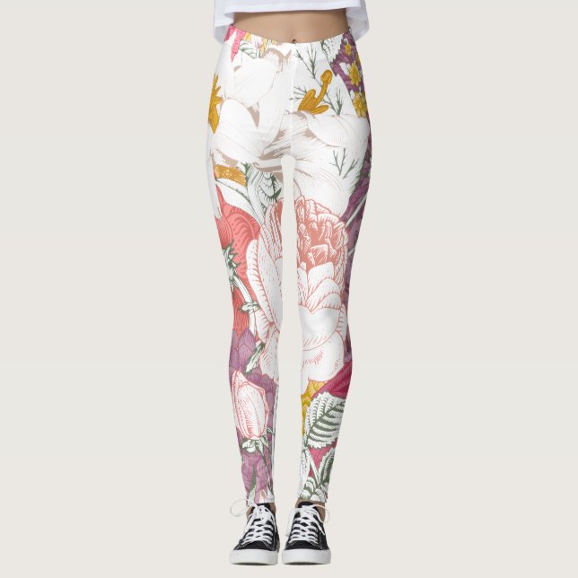 Leggings trousers with modern floral pattern (Anverso)