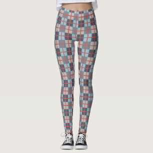 Leggings Truco Azul Gris Algodón Naranja Patrón rojo