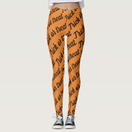 Leggings truco o tratamiento cursivo para Halloween