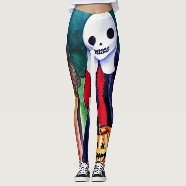 Leggings Truco o tratamientos de Halloween (Anverso)