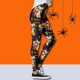 Leggings Truco o trato a niños felices de Halloween con dis