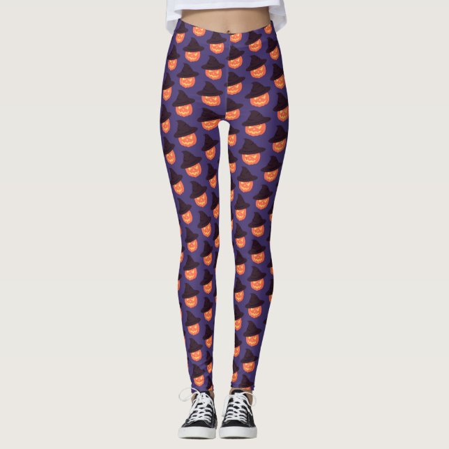 Leggings "Truco o trato" Modernas toallas de halloween con  (Anverso)
