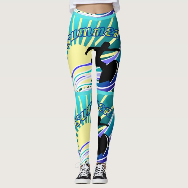 Leggings Trueno divertido de surf de verano (Anverso)