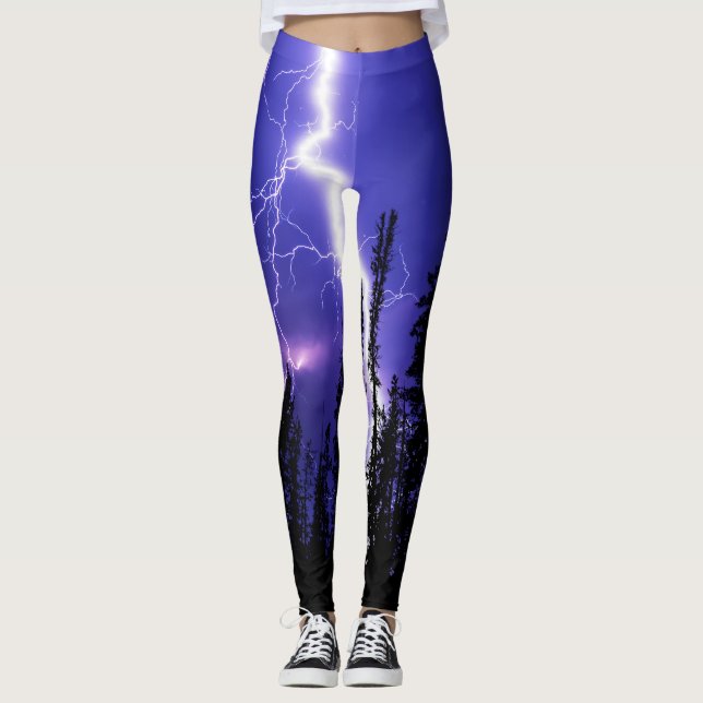 Leggings trueno hermoso sobre el bosque (Anverso)