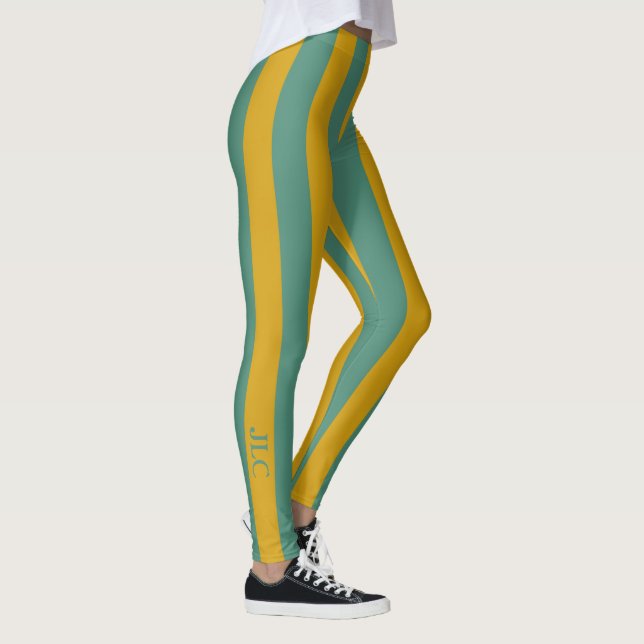 Leggings Trullo profundo y monograma picante de la raya de (Derecha)